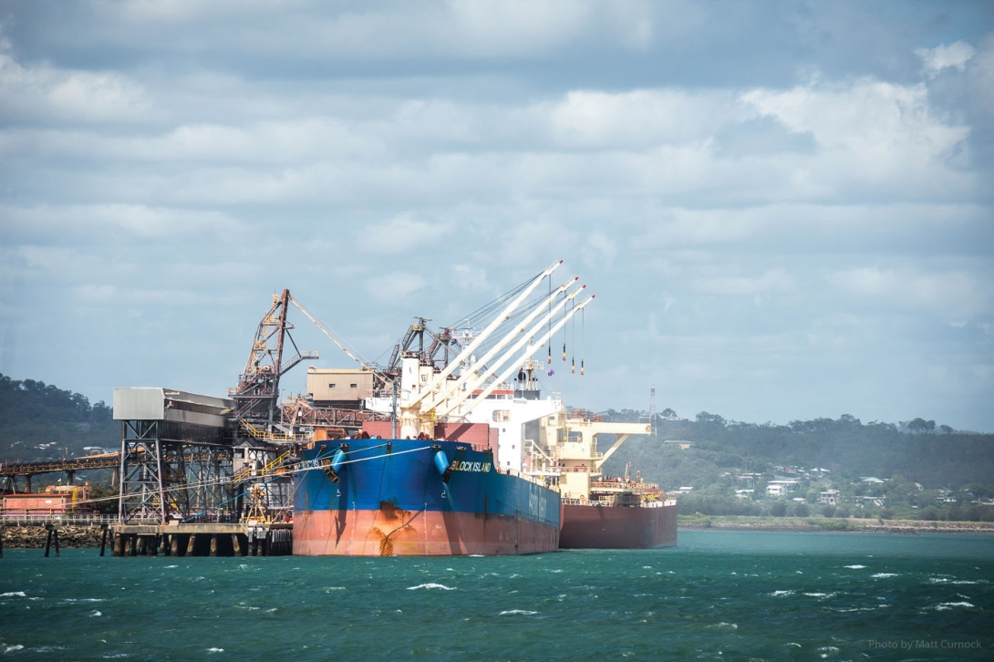 Ship docked alongside the wharf at the port of Gladstone